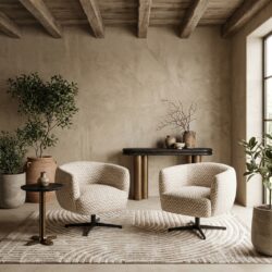 Lounge stoel Estelle sand chevron swivel hoofdafbeelding