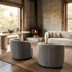 Lounge stoel Hannah mocca chunky fire retardant met armleuning en comfortabele zitting