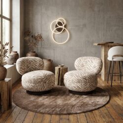 Lounge stoel Jace beige tiger swivel, handgemaakt, comfortabel zitmeubel