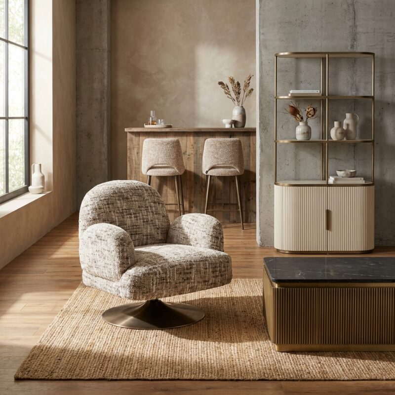 Lounge stoel Kagney brons omara swivel met vaste kussens