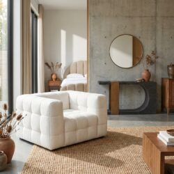 Lounge stoel Merrol cream fusion fire retardant wit polyester