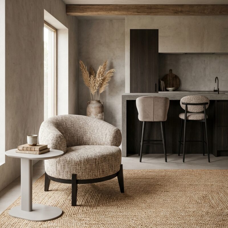 Lounge stoel Montana customized fire retardant, handgemaakt, armleuning, brandvertragend