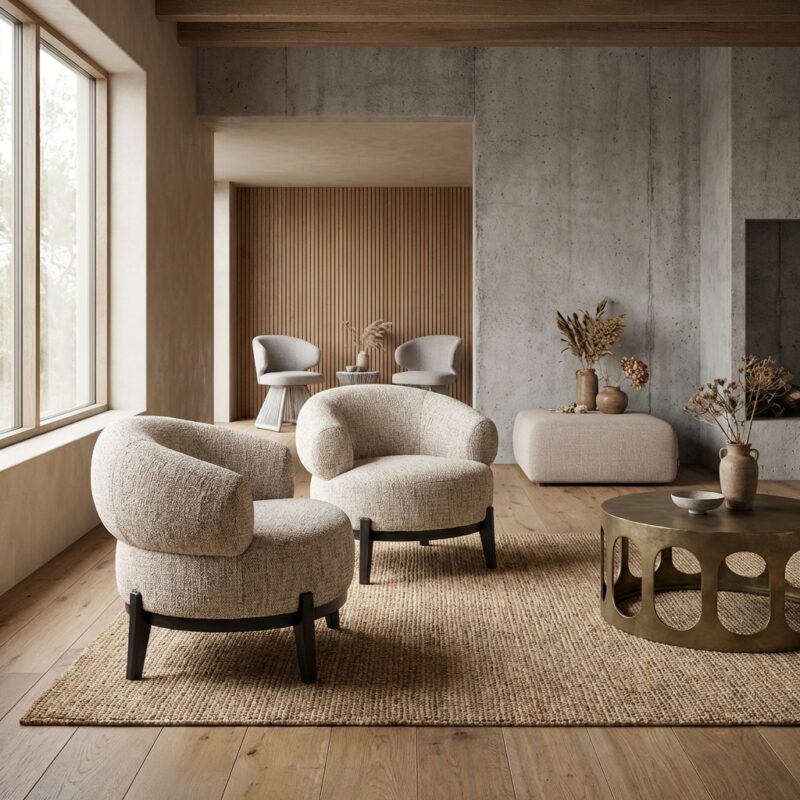 Lounge stoel Montana customized, handgemaakt, armleuning, stof customized