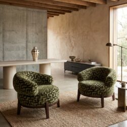 Lounge stoel Montana moss labyrinth, royale vorm, comfortabel zitcomfort