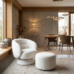 Lounge stoel Senna wit furry swivel meubel