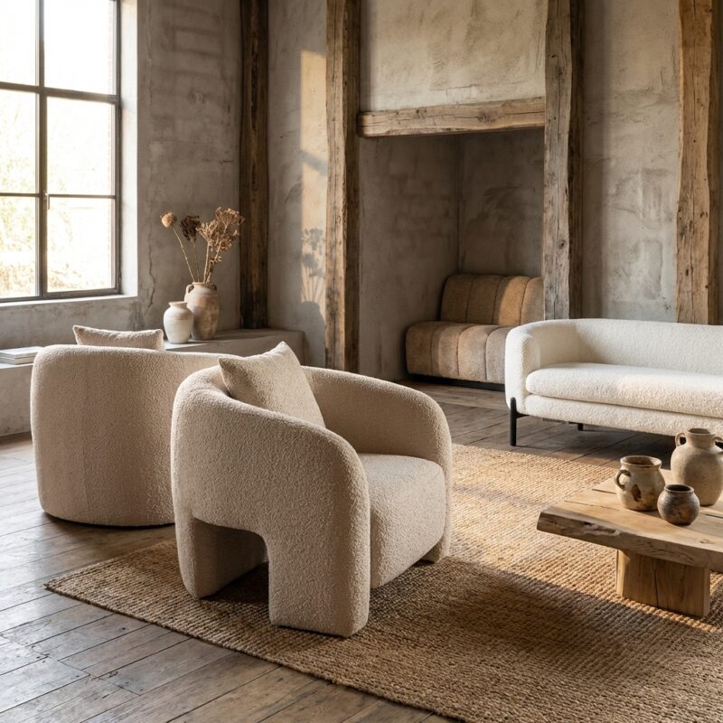 Lounge stoel Tuscany beige blockweave hoofdafbeelding