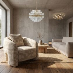 Lounge stoel Tuscany beige graffic, comfortabel en stijlvol