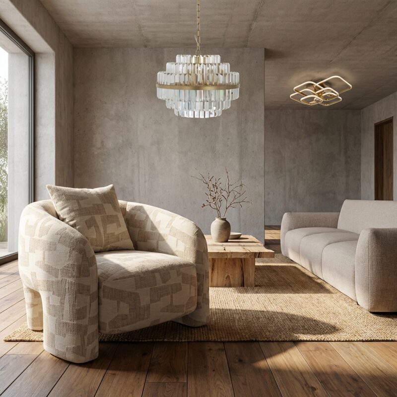 Lounge stoel Tuscany beige graffic, comfortabel en stijlvol