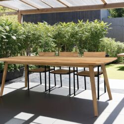 Lugano 240cm tuinmeubel vanuit een andere hoek, natuurlijk hout, teakhout