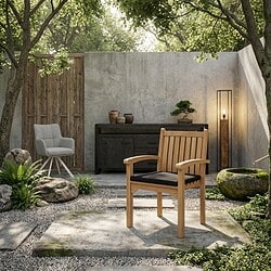 Tuinstoel Marco van Livingfurn, naturel hout, teakhout, comfortabel en functioneel