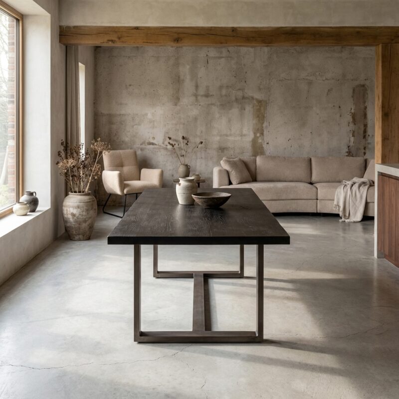 Mincio eetkamertafel 180 cm, rechthoekig, landelijk modern, bruin, oak veneer