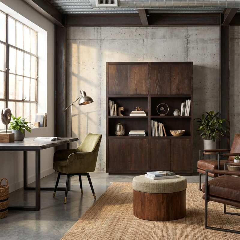 Mincio opbergkast 90 cm, landelijk modern stijl, bruin kleurtint, espresso eikenhout