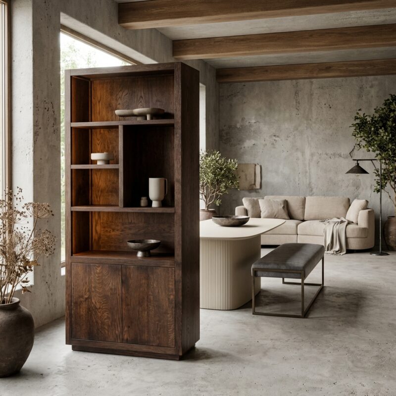 Mincio opbergkast 90 cm, landelijk modern, bruin, oak veneer espresso