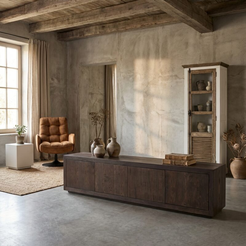 Mincio TV-meubel hangend, landelijk modern, bruin, oak veneer