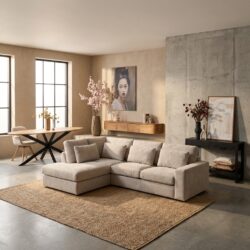 Hoekbank MySofa Jesse met ottomane en 2,5 zits in beige