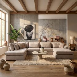 MySofa Jesse U-Bank, royale U-vorm, Boston Cement 18 stof, moderne uitstraling