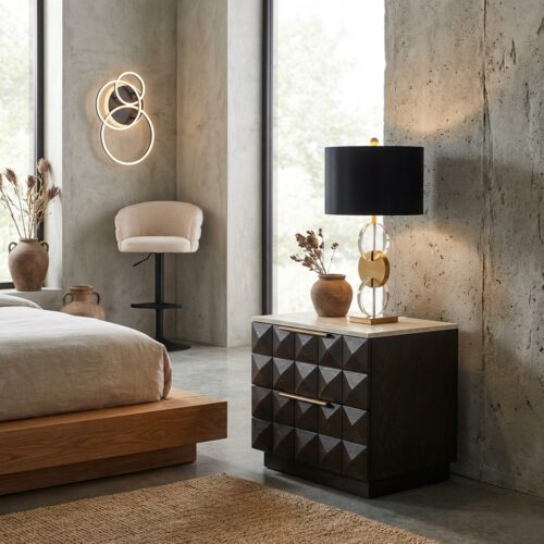 Claremont nachtkastje bruin eikenfineer handgemaakt