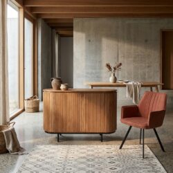 Noor 115cm kast in natuurlijk hout met zwarte afwerking