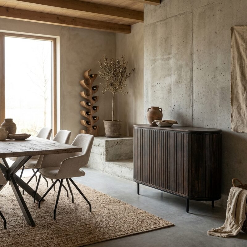 Noor Walnut 115cm kast, bruin, mangohout, luxe interieur