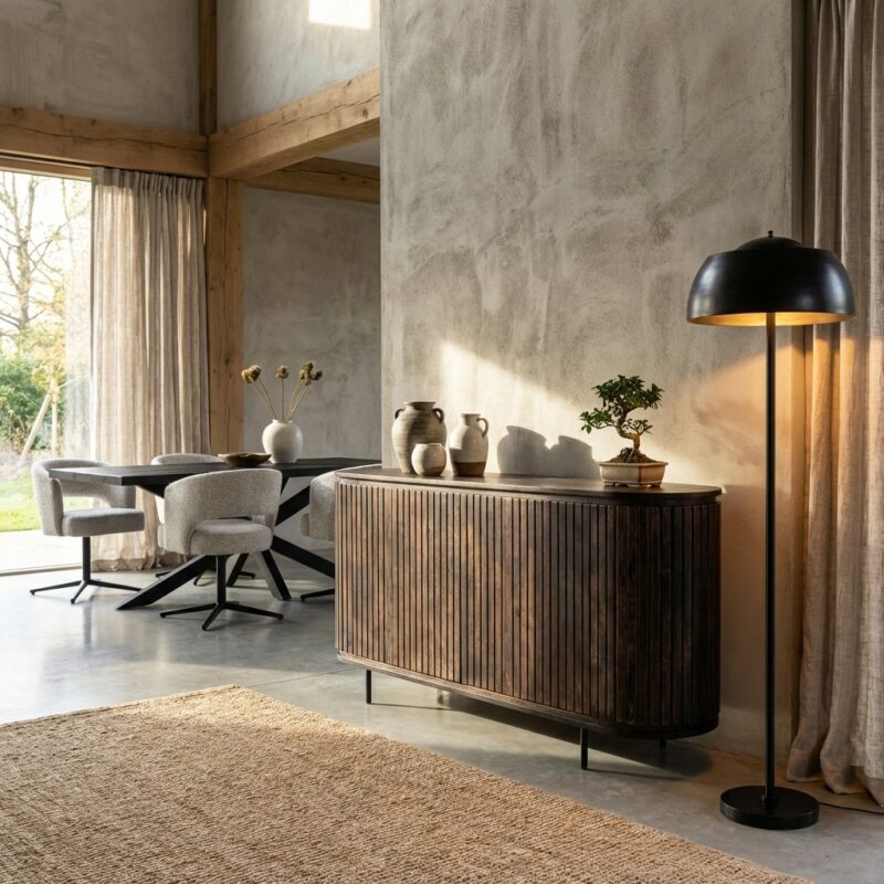 Noor Walnut 170cm kast, bruin, mangohout, elegant interieur