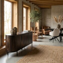 Noor Walnut 170cm kast in bruin mangohout met gecoat staal