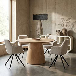 Novero 130cm eikenhout fineer tafel met natuurlijke kleur en afgeronde hoeken