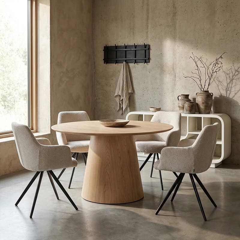 Novero 130cm eikenhout fineer tafel met natuurlijke kleur en afgeronde hoeken