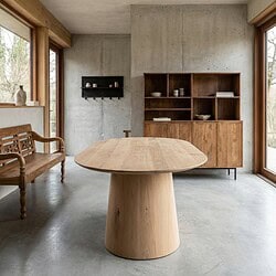 Novero 200cm eetkamertafel in natuurlijk hout, eikenfineer en afgelakt