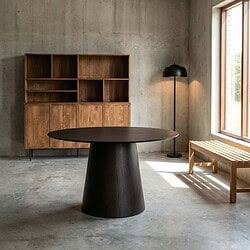 Novero Espresso eikenhouten eetkamertafel met bruine afwerking