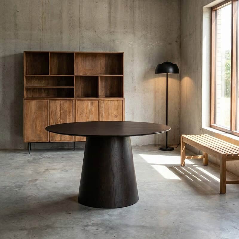 Novero Espresso eikenhouten eetkamertafel met bruine afwerking