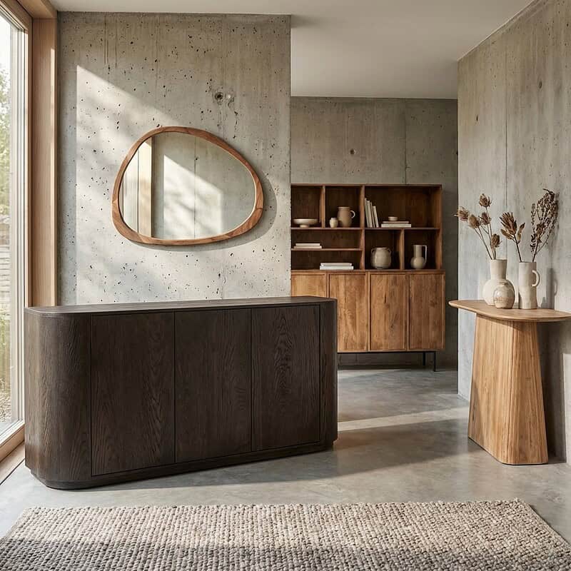 Novero Espresso 170cm kast in eikenhout fineer met afgeronde vormen en espresso kleur