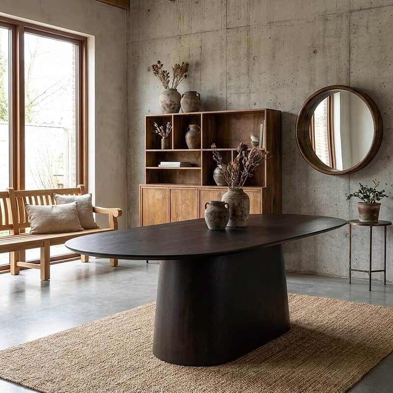 Novero Espresso eetkamertafel in bruin eikenhout fineer met ovaal vorm