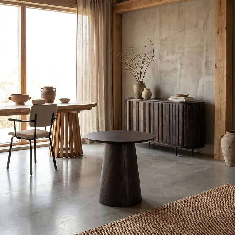 Novero Espresso 50cm tafel, rond, bruin, eikenhout fineer