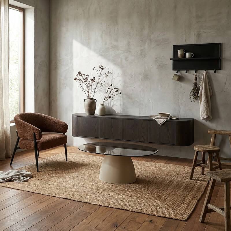 Novero espresso zwevend tv meubel in eikenhout fineer met bruine afwerking