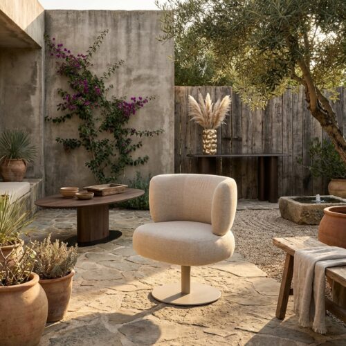 Outdoor eetkamerstoel Mason beige alpine swivel, aluminium basis en outdoorstof