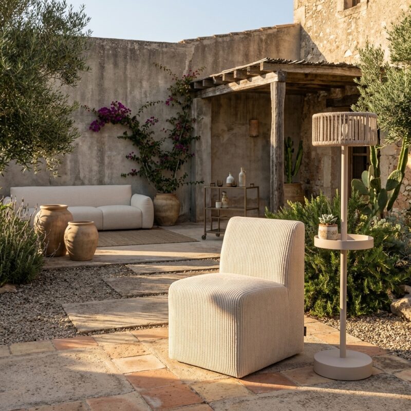 Outdoor eetkamerstoel Riva beige, handgemaakt, luxe materiaal