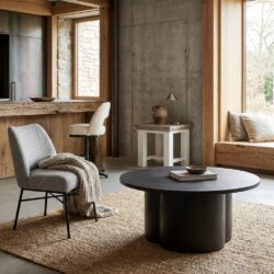 Rond salontafel Palazzo in zwart concreet met landelijk modern design