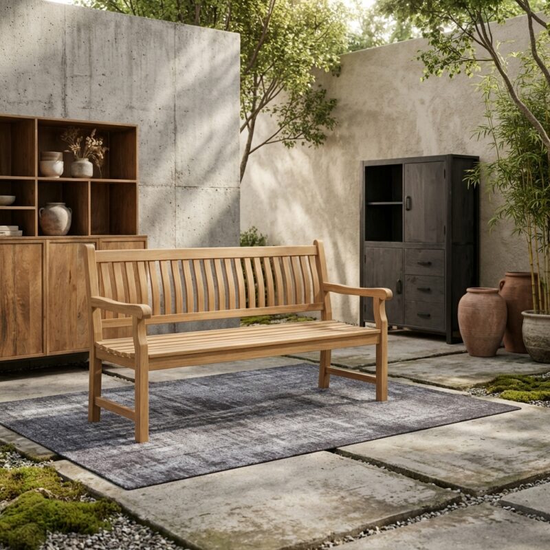 Buitenbank Patrick van Livingfurn in natuurlijk teakhout