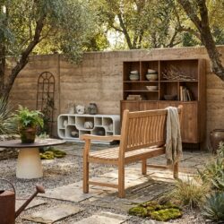 Tuinbank Patrick 5 cm 200 cm, naturel hout, teakhout, comfortabel zitten