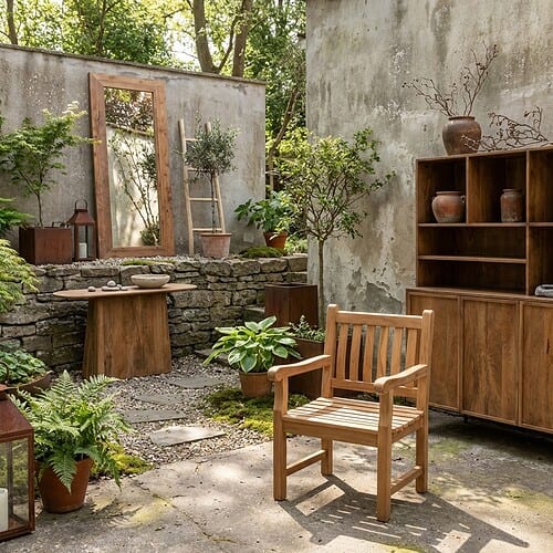 Gartenstuhl Patrick 5 cm, Naturholz, Teakholz, bequem und stilvoll