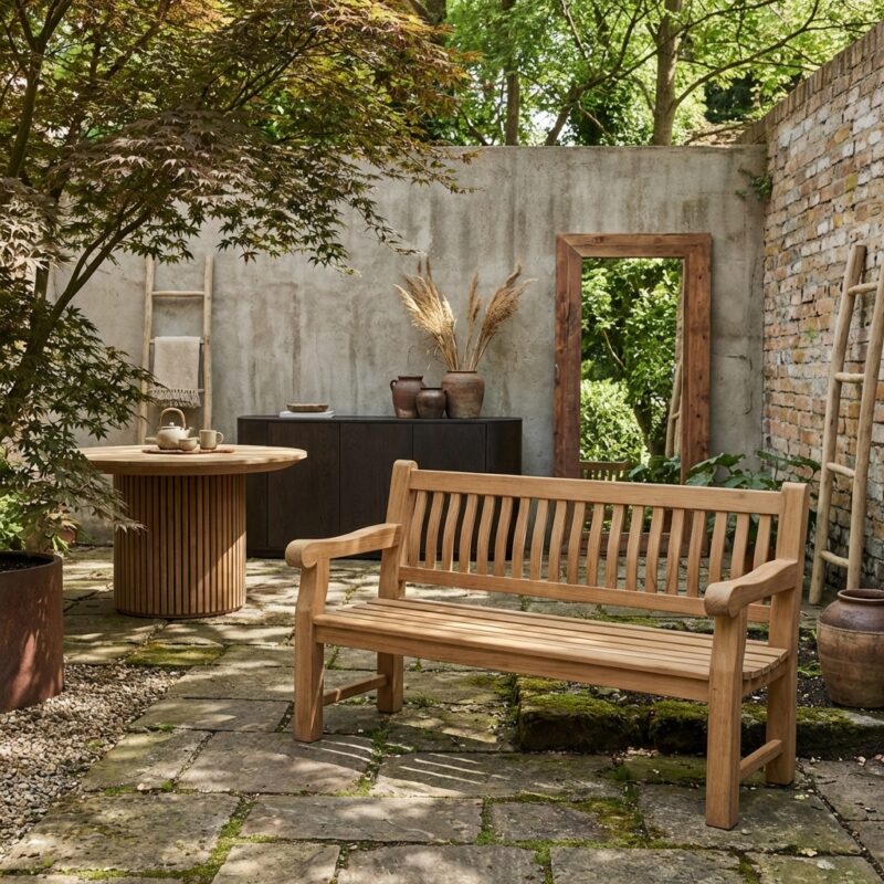Patrick Fat 200 cm tuinbank in natuurlijk teakhout