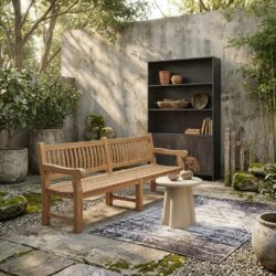 Patrick Fat 250 cm tuinbank van Livingfurn, gemaakt van natuurlijk teakhout