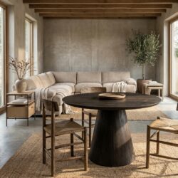 Ronde zwarte eetkamertafel van Premana in landelijk modern stijl