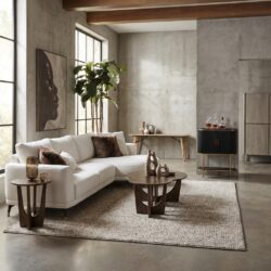 Prescot 2 5-AL + Chaise R, Sahara 120 sand, woonstoel, lichtbruin, modern design