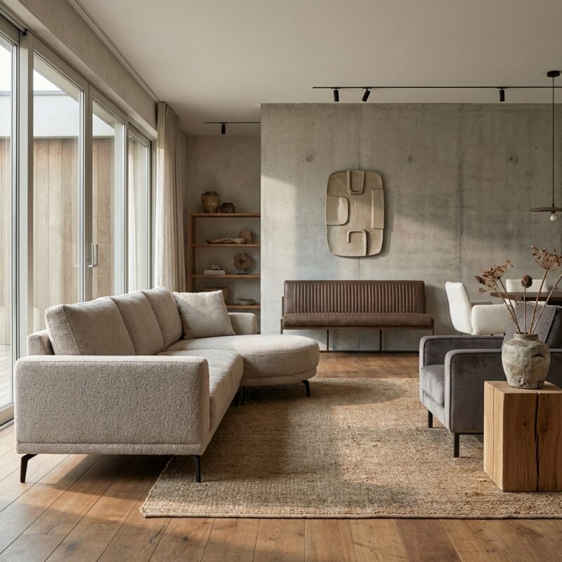 Prescot 2 5-AR plus Chaise L in Sahara 400 espresso kleur, moderne stijl, houten frame