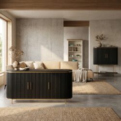Rivello dressoir 180 cm, zwart, hotelchique stijl, mango materiaal