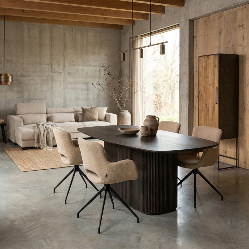 Rivello eetkamertafel Deens ovaal zwart hotelchique