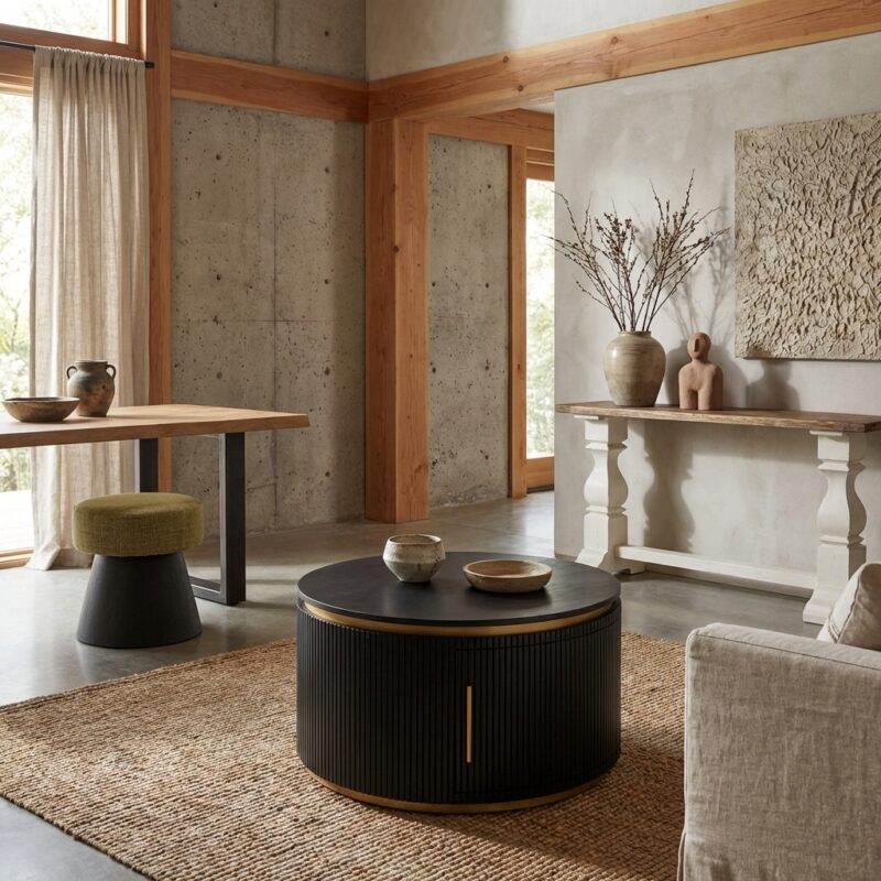 Rivello salontafel met opbergruimte, zwart, hotelchique stijl