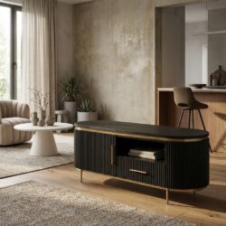 Rivello TV-meubel 150 cm, hotelchique stijl, zwart, mango hout