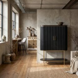 Rivello wandkast hotelchique zwart 145 cm